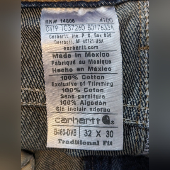 NWT Carhartt Men's 32 x 30 Straight Leg Traditional Fit Denim Jeans - Picture 5 of 6